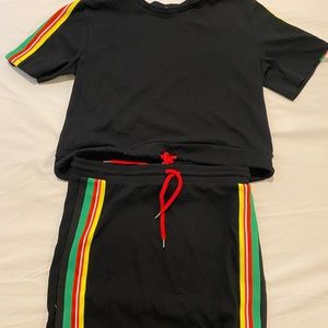 zara cotton shirt and mini skirt set